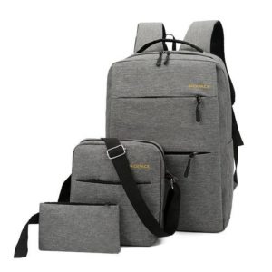 Men's Business Backpack Fashion Three-piece Large Capacity School Bag-Grey