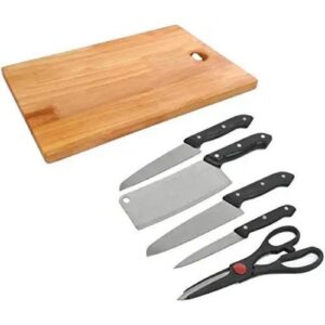 Set of Chopping Board With Kitchen Knives & Scissors
