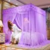 Luxury Mosquito Net With Four Stands - Purple