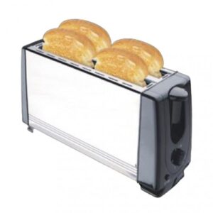 Quality Breakfast 4 Slices Bread Toaster With Open Tray At The Bottom-Silver