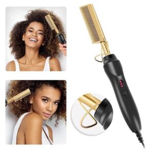 Electric Hot Comb Hair Straightener, High Heat Adjustable Temperature Iron Comb Straightening or Curly Hair - Pressing Combs for Natural Black Hair African American Hair & Wigs