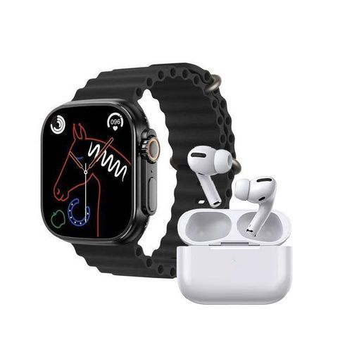 Smart Watch Plus Free Airpods Earbuds - Black, White