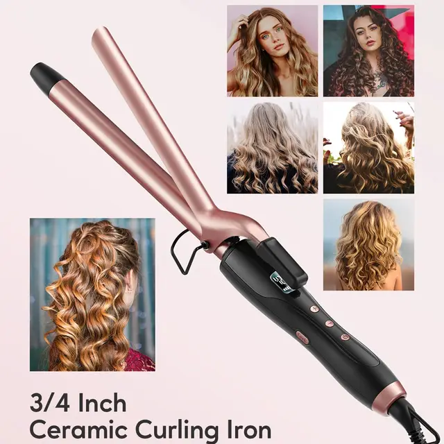 Adjustable Temperature Small Curling Iron Wand Ceramic Small Barrel Curling Iron