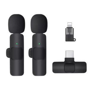 K9 Dual Wireless Lavalier Microphone Plug and Play, for YouTube, Live Stream & Video Recording (K-9 Double Microphone)