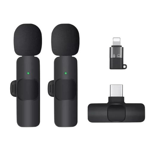 K9 Dual Wireless Lavalier Microphone Plug and Play, for YouTube, Live Stream & Video Recording (K-9 Double Microphone)