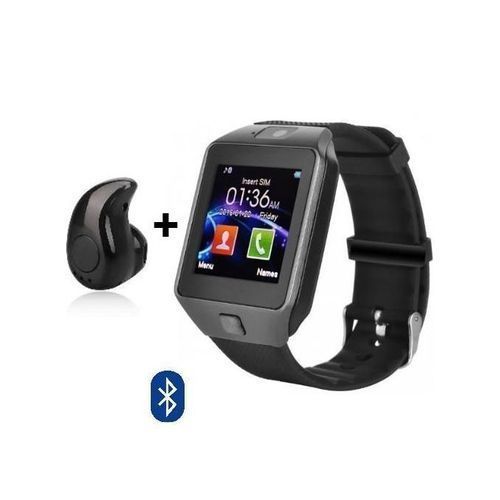Smart Watch With Mini Buetooth Earpiece,SIM Card Slot - Black