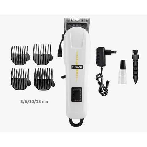 Sokany Rechargeable Cordless Shaving Machine With Battery Indicator - White