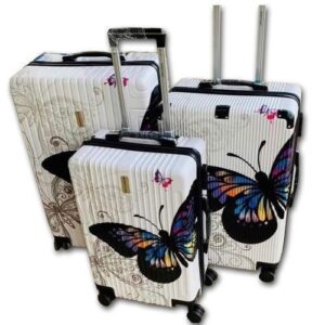 A Set of three 3 Waterproof Plastic Butterfly Travel Bag / case - White