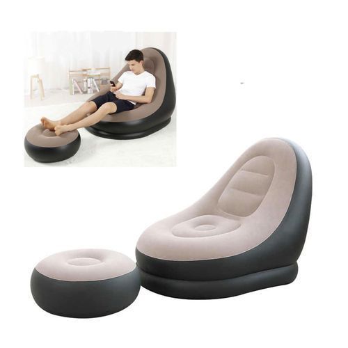 Comfortable Sofa Chair With Footrest Air/Free Pump - Grey, Black