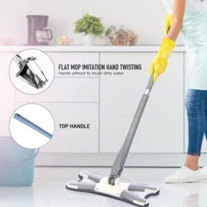 Self Wring Free Squeeze Mop System 360° Flexible Head, Wet and Dry mop for Home Kitchen