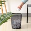 Metallic Mesh Trash Can Dustbin-Black