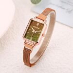 Modiya Small Square Mesh Belt Brown face Watch