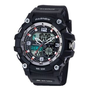 Pasnew Water Proof Men's Digital And Analog Watch - Black White