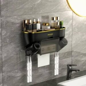 Multifunctional Toothbrush Holder 2 Cups Automatic Toothpaste Dispenser With Drawer Toilet Paper Rack Bathroom Accessories Sets