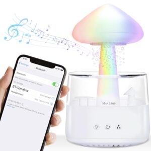 Rain Cloud Humidifier Water Drip Bluetooth Speaker, Mushroom Aromatherapy Essential Oils Diffuser With 7 LED Night Light