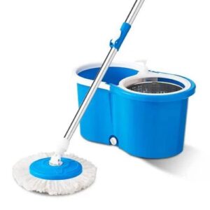 Spin Mop and Bucket with Wringer Set, 360° Adjustable Stainless Steel Handle, 6 Microfiber Mop Heads and 61" Extended Handle for Floor Cleaning