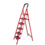 6 Steps Multi-purpose Foldable Ladder-Red