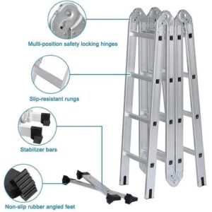 Multi-Purpose Foldable Aluminium Ladder 4x4  Maximum Height 4.6m  Folded Heavy Duty