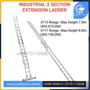 Industrial 2-Section Aluminum Extension Ladder – 2x15 & 2x17 Rungs