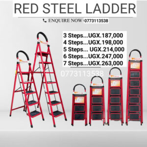 Household Ladder, Portable Folding Aluminium Ladder - Red